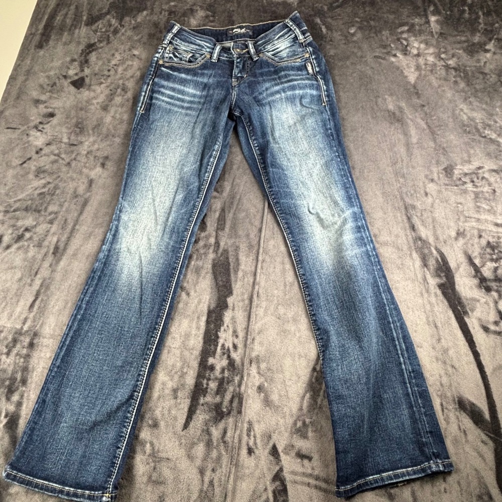 Silver Jeans Co Suki Slim Bootcut Jeans Womens W24 L31 Blue Mid Rise Curvy Fit